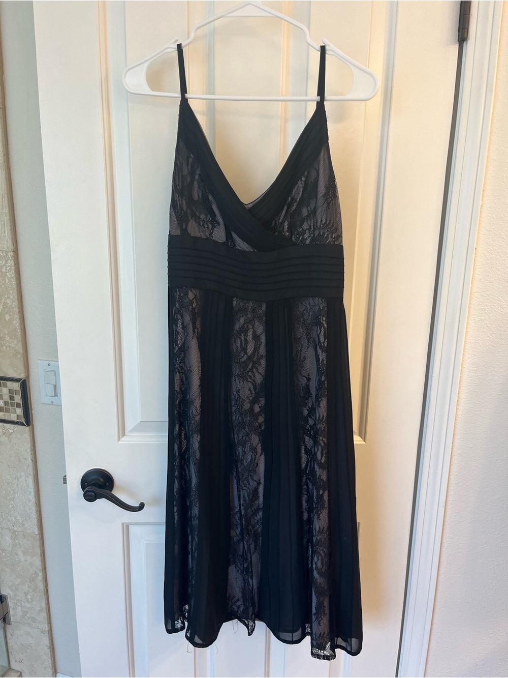 LOFT Black Lace Overlay Spaghetti Strap Dress Size 4